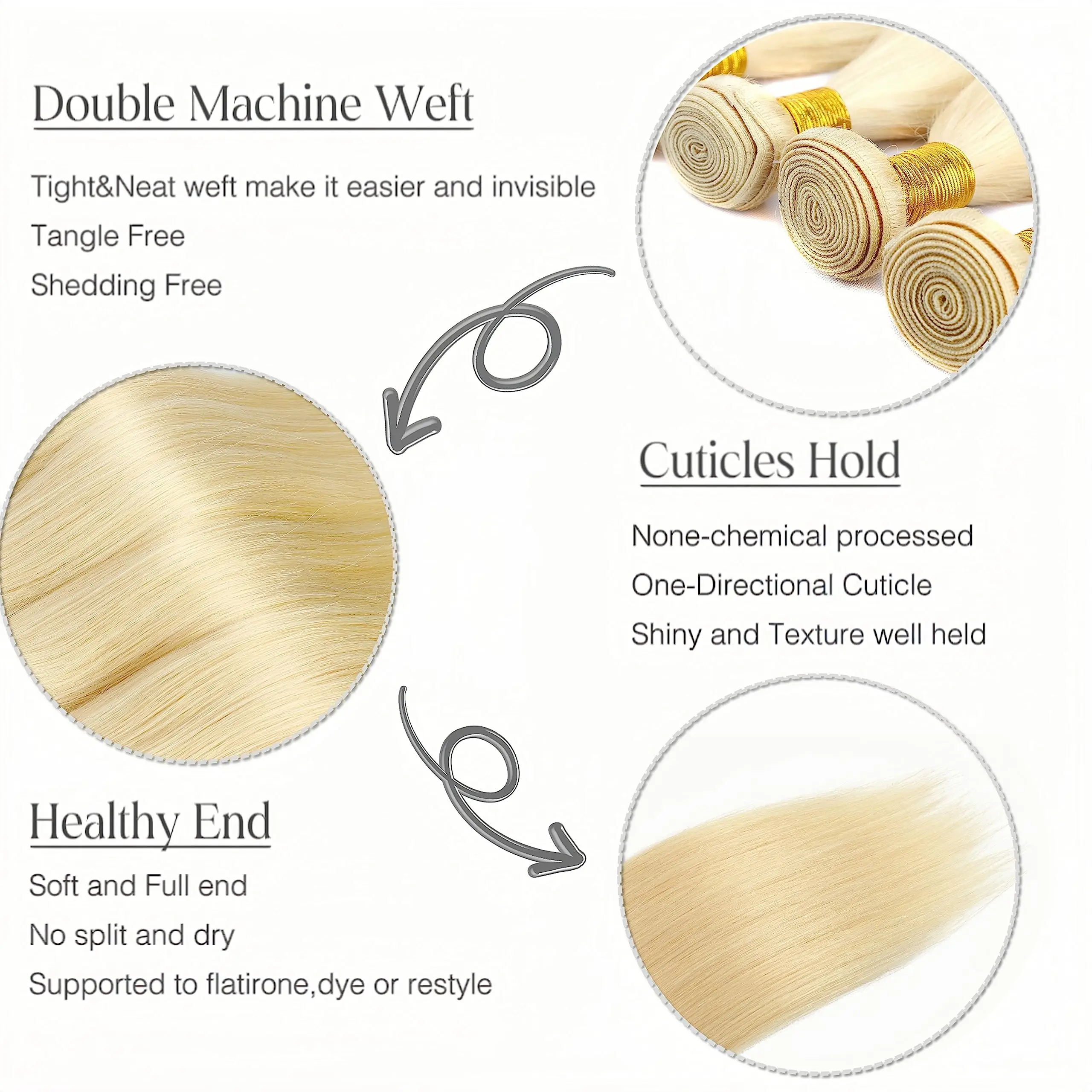 613 Blonde Color Bundles Straight Human Hair Bundles Weft Brazilian 100% Human Hair Weaving 1/3 PCS Remy 16-30 Inch