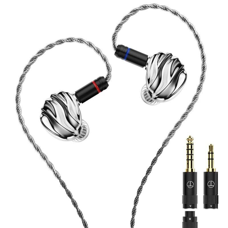 TRN SHELL Four-Unit Dynamic Driver Planar Hybrid IEM Earphones with Premium Silver-Plated Hybrid Cable 2