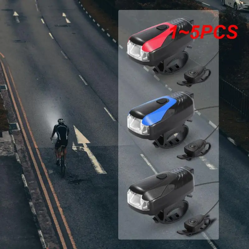 

1~5PCS Light USB Rechargeable Waterproof MTB Bike Front Lamp Flashlight Headlight With 120 Decibel Horn Accessories