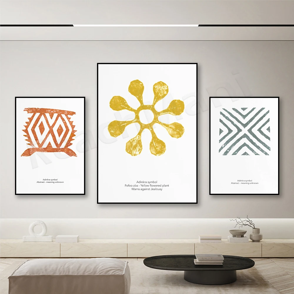 Ghanaian Art, African Gallery Wall Decor, Adinkra Symbols, Tribal Art