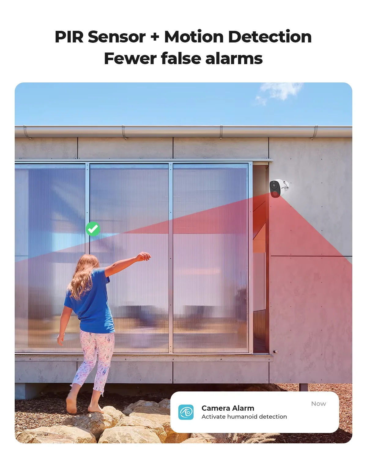 H.VIEW PIR Battery Powered Camera Wireless Outdoor, 2K 3MP WiFi Security Camera with Spotlight Siren, 2-Way Audio, Waterproof 3
