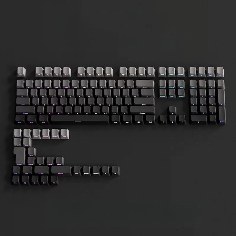 Purple Gradient Keycap Set - OEM Profile, Red-Pink-Blue Shade with Side and Top Print