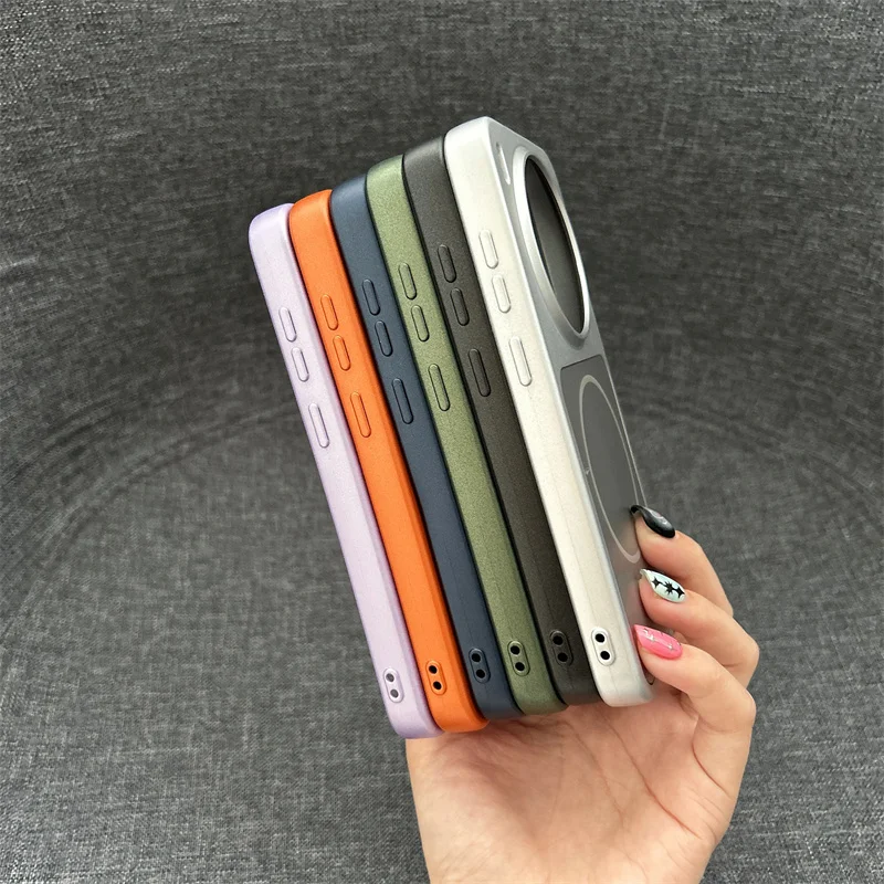 Luxury Matte Wireless Charging Magnetic Case with Camera Lens Protection and Shockproof Hard PC Cover