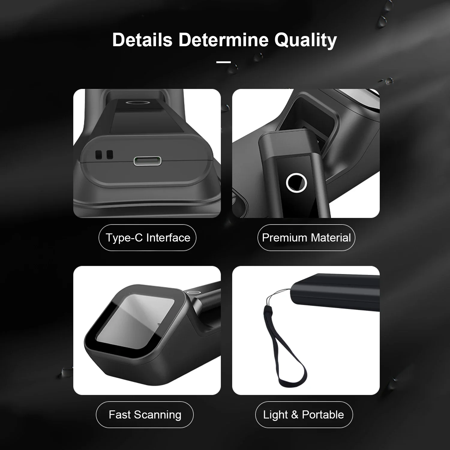 1D2D QR Barcode Reader Fast Scan High Precision Supermarket Tool Support BT2.4G Wireless USB Wired Connection