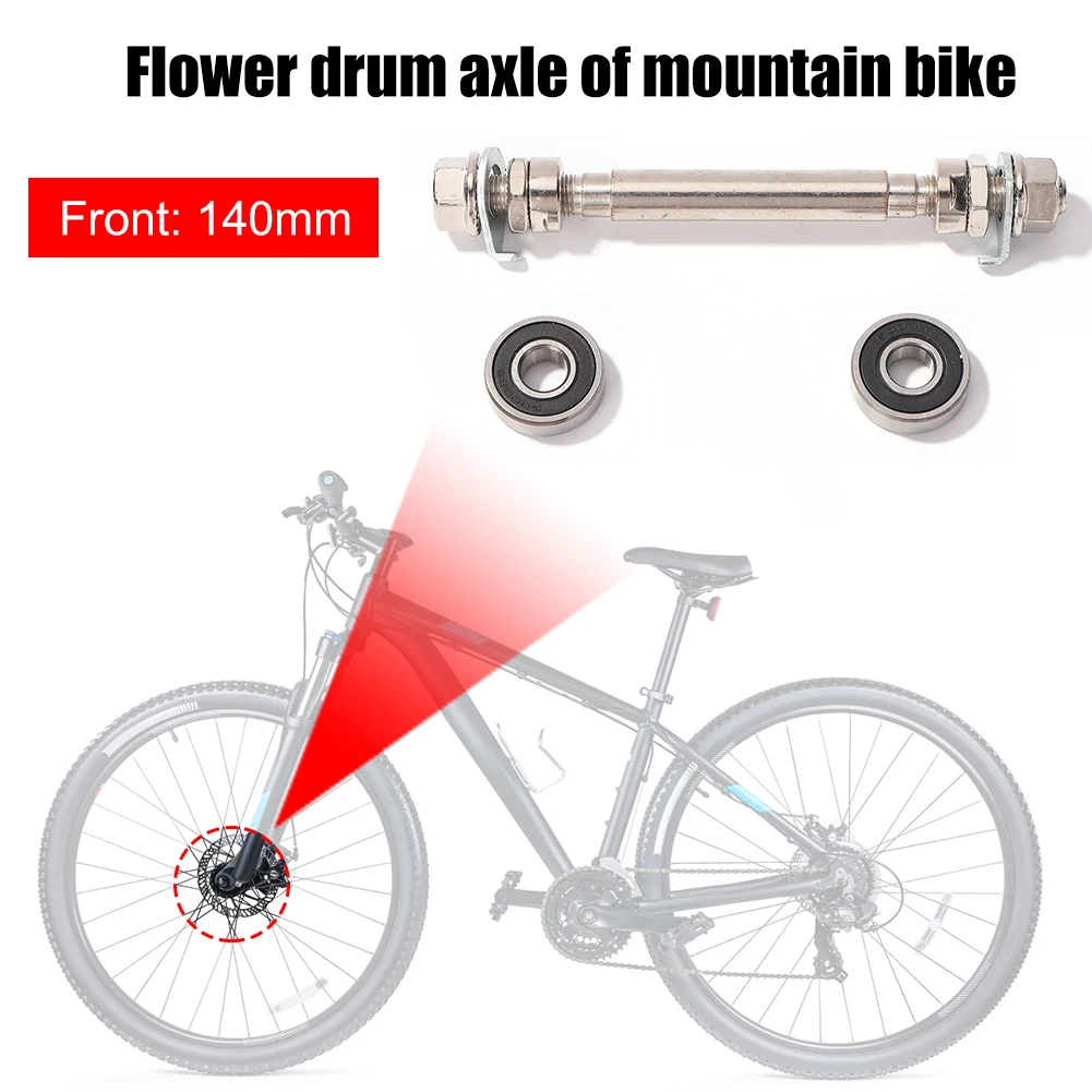 Bicycle Wheel Hub Bearings 140mm 180mm Mountain Bike Front Rear Wheel Hub Axle With 2 Bearings