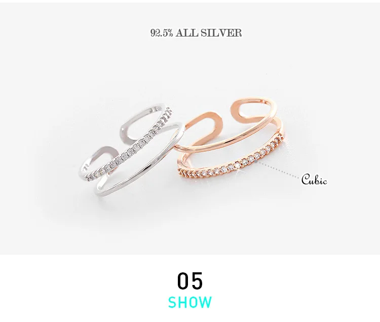 925 Sterling Silver bowknot zircon Open Rings For Women fashion Prevent Allergy Sterling-silver-jewelry