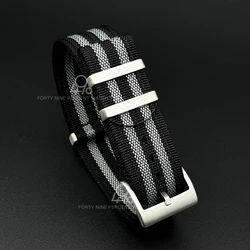 Premium Woven Nylon Fabric Watchband - Versatile One - Piece Design (Multiple Sizes Available) - 21mm (Black - Grey)