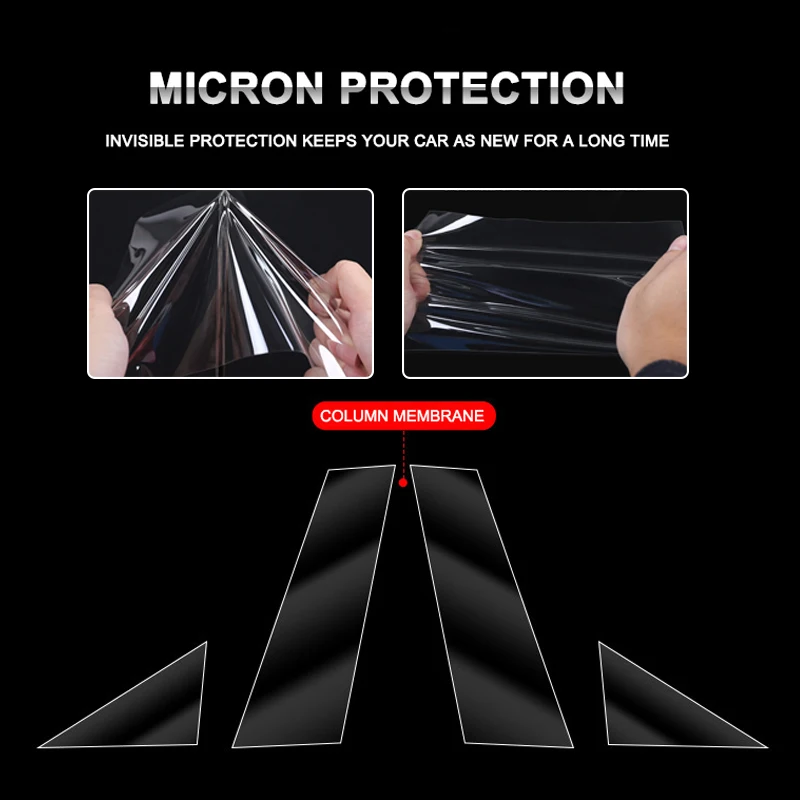 4pcs For Tesla Model 3 Automobile Protective Film B-pillar Model Y Scratch Proof Car TPU A-pillar Film Retrofitting Accessories