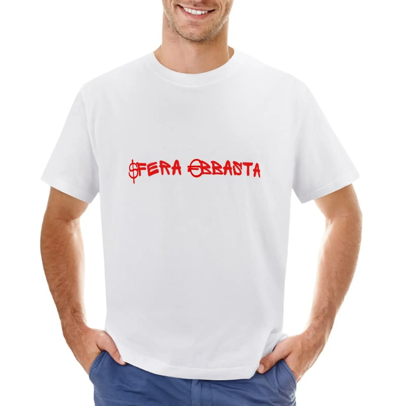 Sfera Ebbasta T-Shirt Plus Size Top Top Plain White T-Shirt Uomo