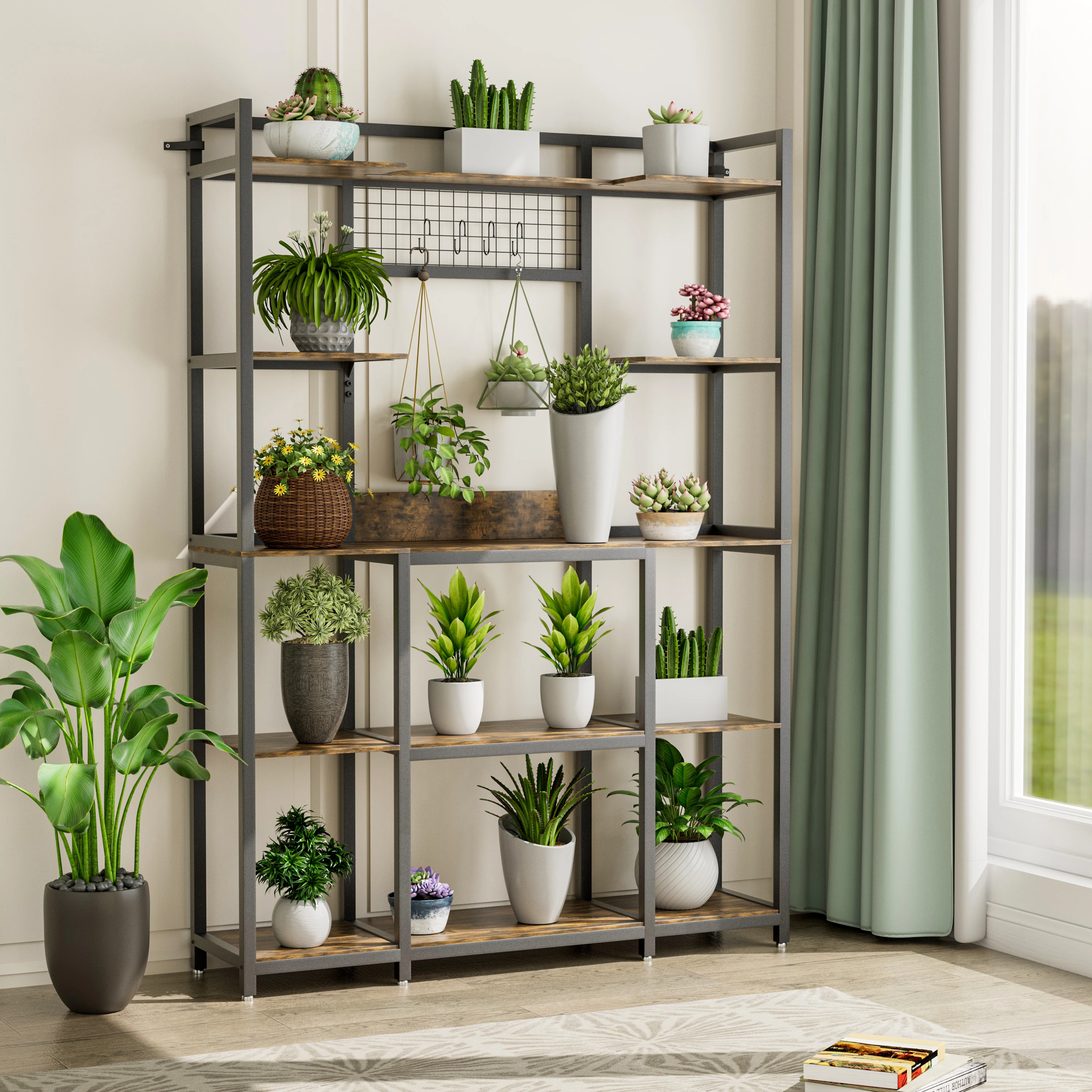 5 Tier Industrial Bookshelf Kitchen Baker Storage Rack Metal Organizer Shelves Unit