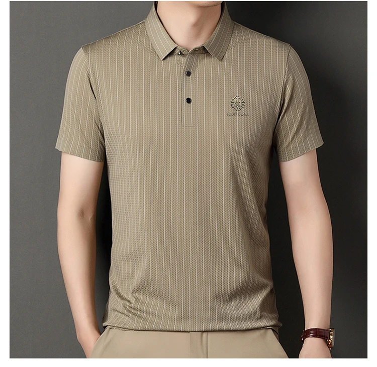 Green Snake Fashion Summer Casual Breathable Cool Comfortable Lapel Polo Short Sleeve Korean Striped Print Design T-shirt Top 23 S7c773d9e39ff47d58ecccd608c6d8d5ek