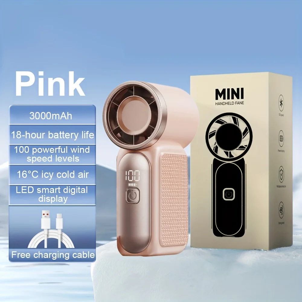 מאוורר נייד מיני במהירות גבוהה 3600mAh עם תצוגת LED, מאוורר טורבו נייד מיני, מאוורר שולחן, קירור חיצוני, מאוורר נטען