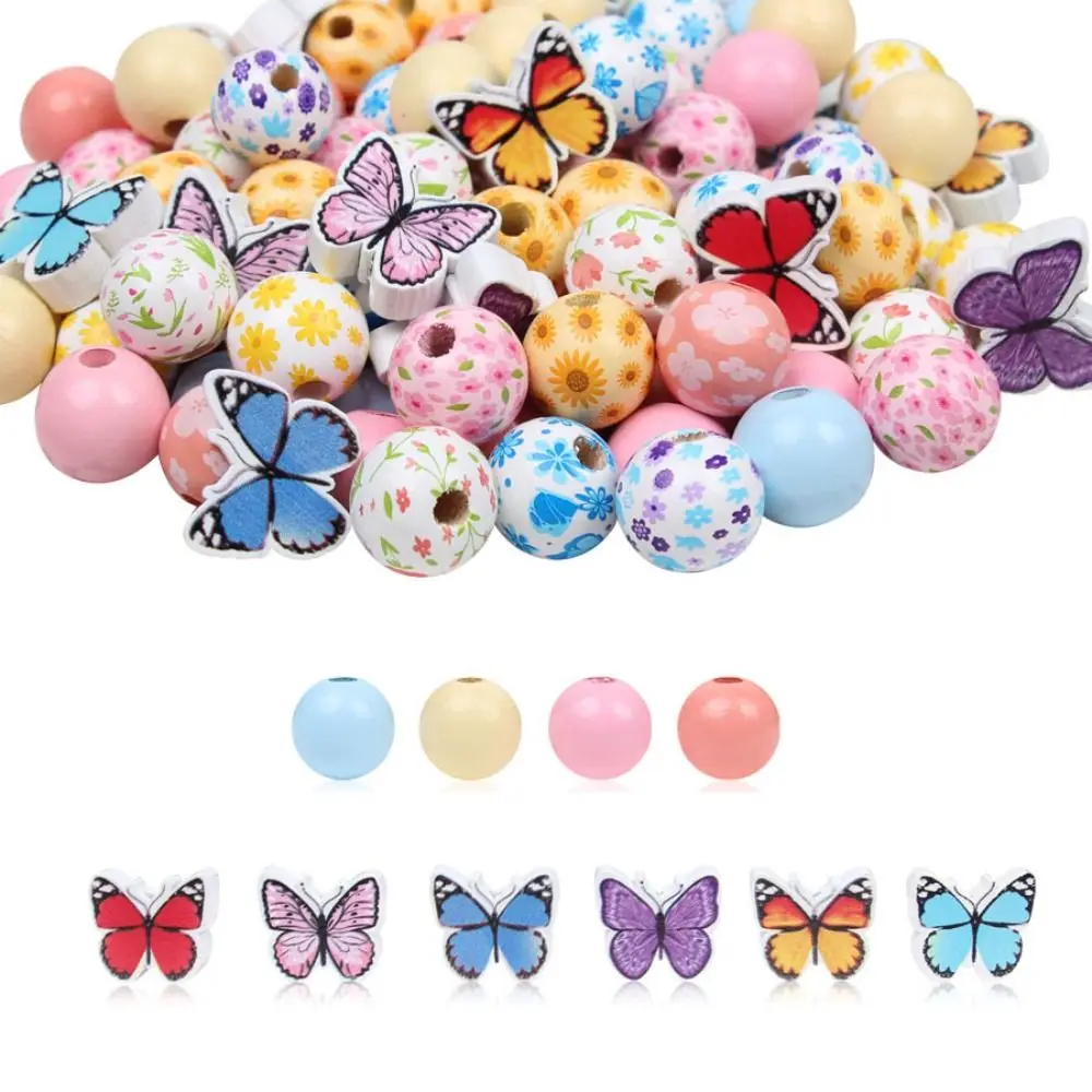 

Разноцветные бусины-бабочки для изготовления ювелирных изделий, деревянные круглые полированные бусины, круглые бусины, поделки «сделай сам»