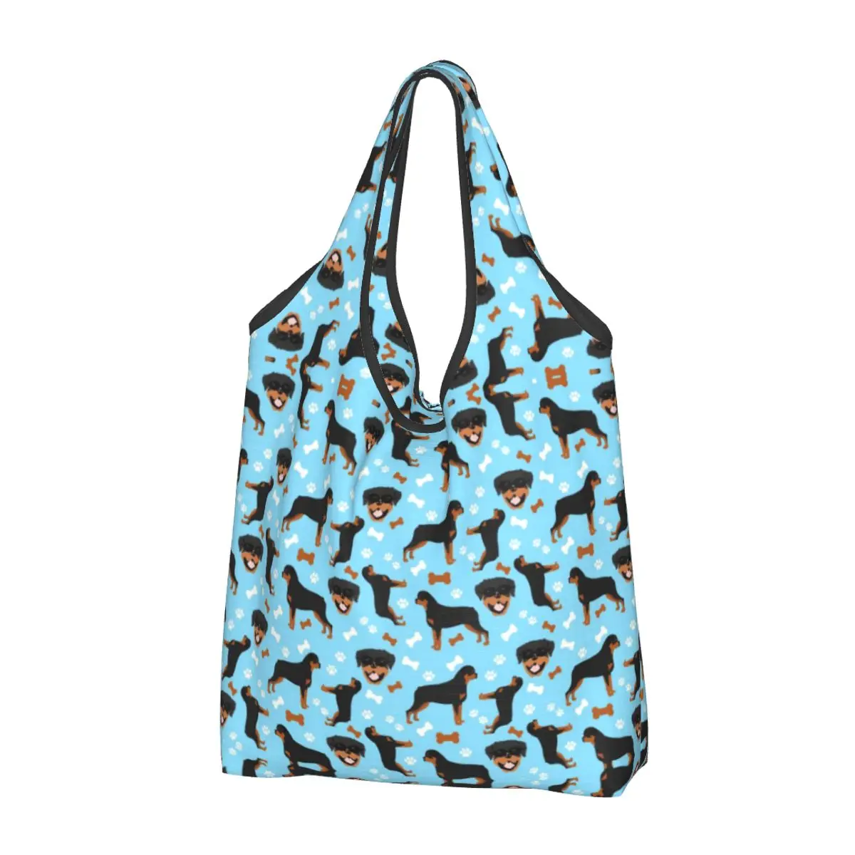

Reusable Rottweiler Dog Breed Shopping Bag Women Tote Bag Portable Animal Grocery Shopper Bags