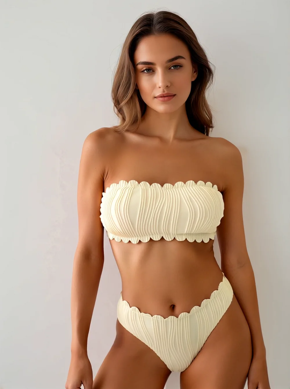 Wavy Cloth Bikini Women's Separate Body Crepe Cloth