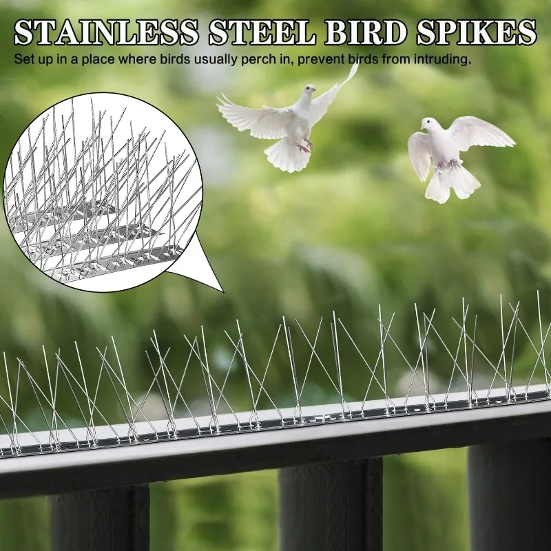Stainless Steel Anti-Pigeon & Squirrel Deterrent Bird Spikes for Gardens and Balconies