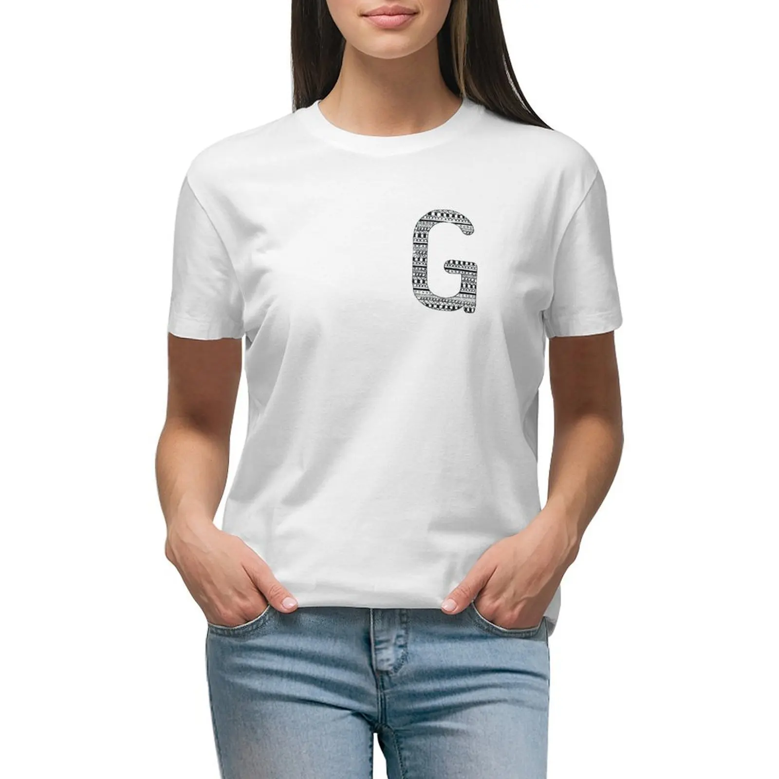 

G' Patterned Monogram T-shirt vintage clothes funny clothes for Women