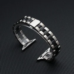 Elegant Slim Stainless Steel Watch Band Bracelet - 41mm 40mm 38mm (Silver black 8)