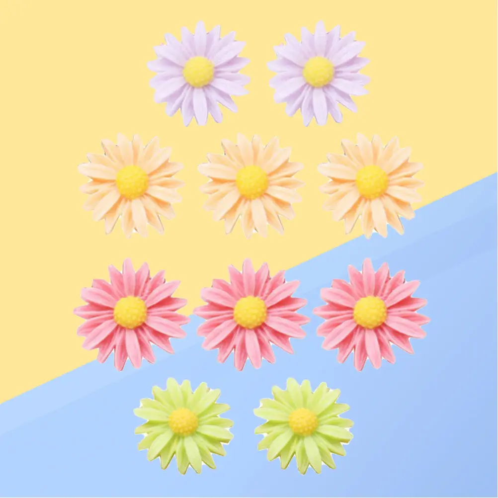 10Pcs 꽃 푸시 핀 홈 오피스 게시판을위한 크리 에이 티브 수지 데이지 압정 장식 안전 푸시 핀 크리 에이 티브
