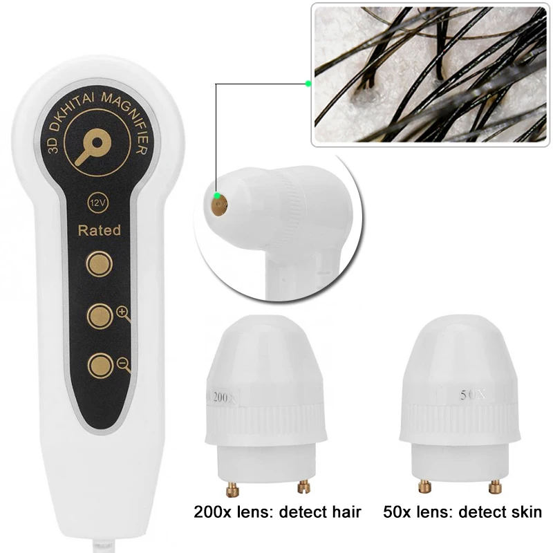 50X/200X Portable Skin Analyzer Machine 5 inch Scalp Detector Hair Follicle Oil Moisture Tester Skin Care Monitor Rechargeable