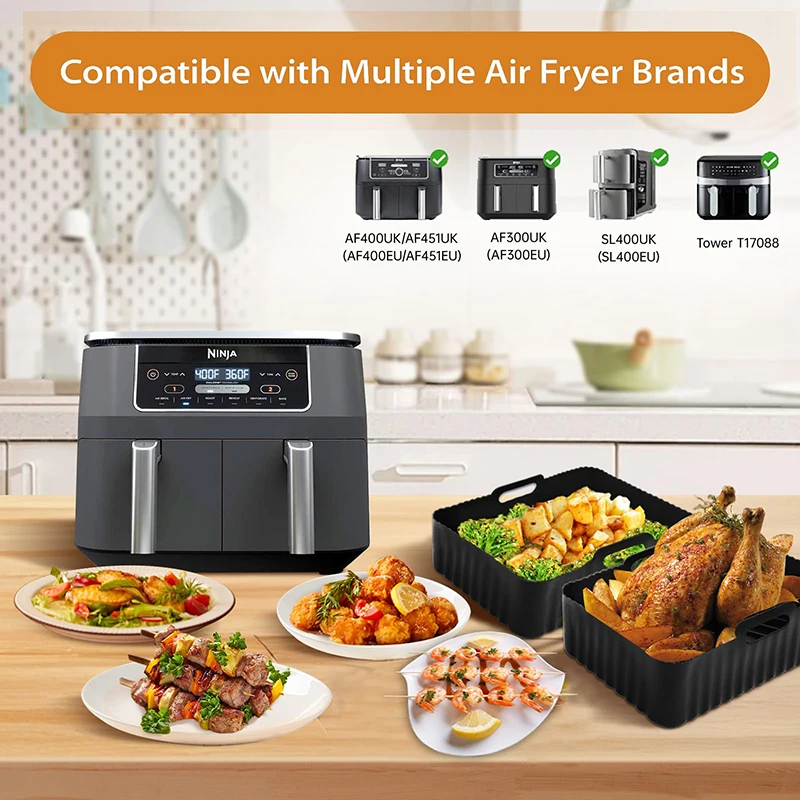 2-Pack Air Fryer Silicone Liners For Ninja 8-10 QT – Non-Stick, Reusable, Dishwasher Safe & Heat Resistant - View #7