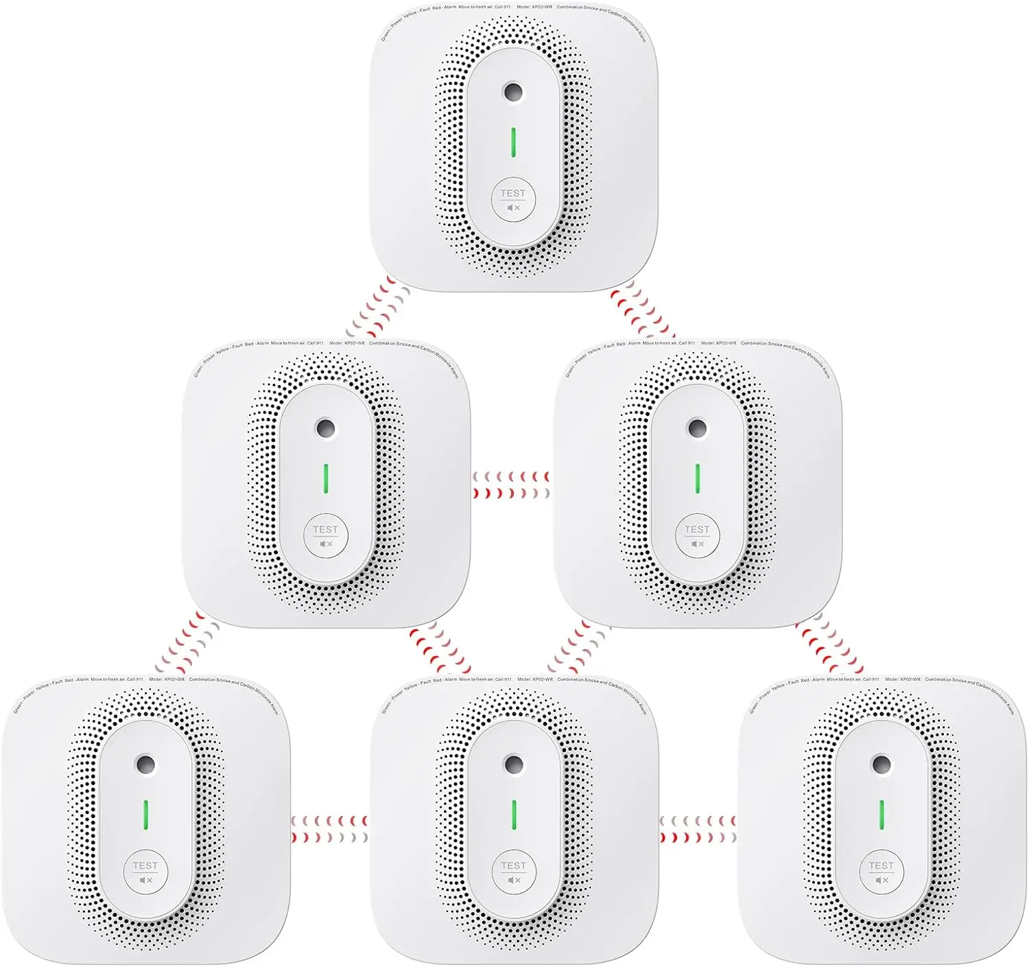 Carbon Monoxide Detector with Voice Location, Wireless Interconnected Smoke Detect