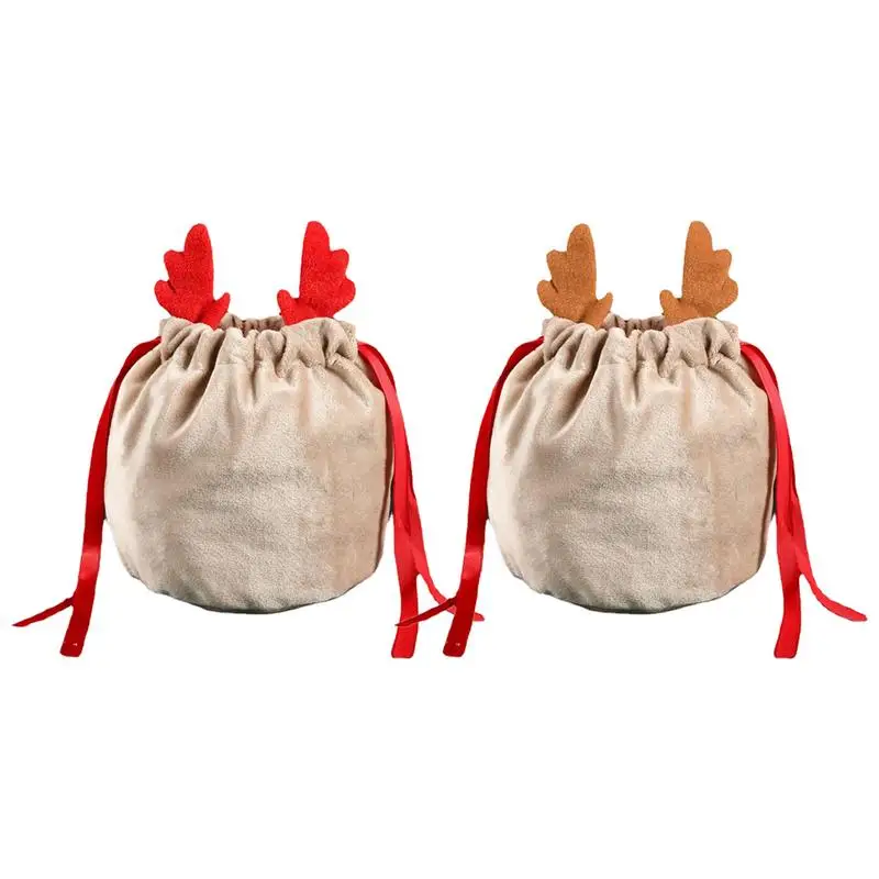 

Cloth Christmas Gift Bags Christmas Velvet Gift Bags Antler Bags Drawstring Candy Bags Velvet Candy Wrap Bags Party Supplies