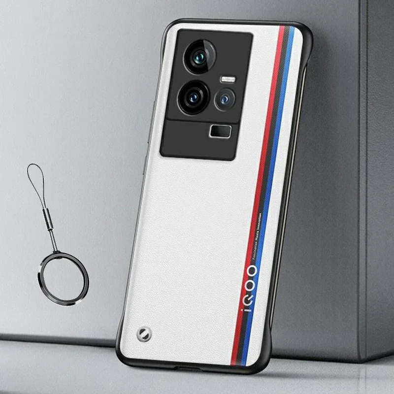 Frameless Translucent Matte Phone Case with Thin Hard Protection and Ring Lanyard Attachment