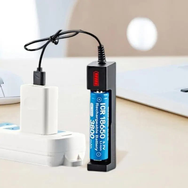

18650 Battery Charger Universal Intelligent Mini Fan Flashlight Battery Charging Adapter Single Slot USB Charger