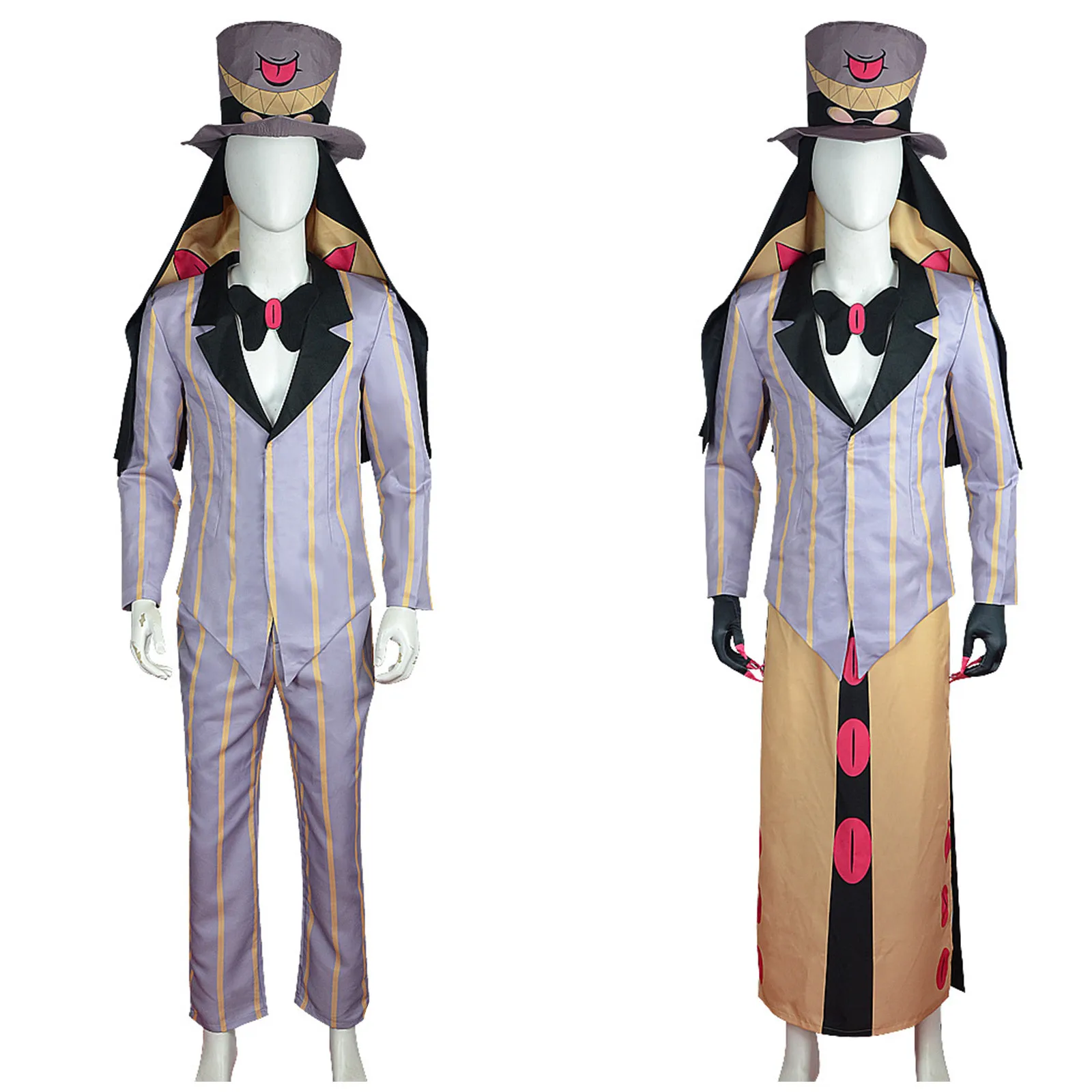 

Anime Hazbin for Men Fans Cos Hotel Sir Pentious Cosplay Costumes 2 Kinds Pants Set Skirt Suits Jacket Hat with Mini Cloak