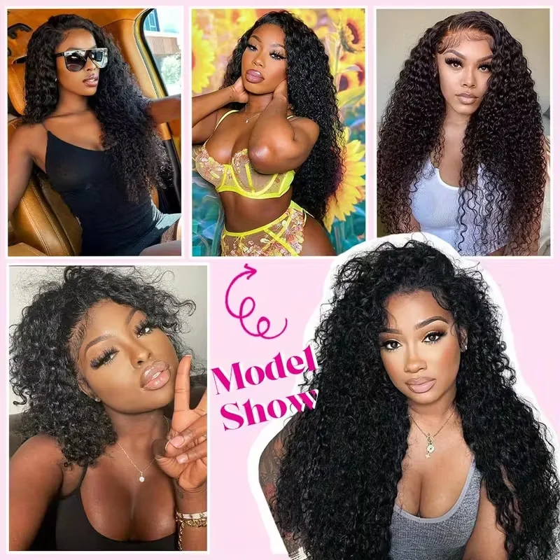 250 Density 13x4 13x6 Lace Frontal Human Hair Wigs Kinky Curly Natural Color Jerry Curly Human Hair With Baby Hair 6