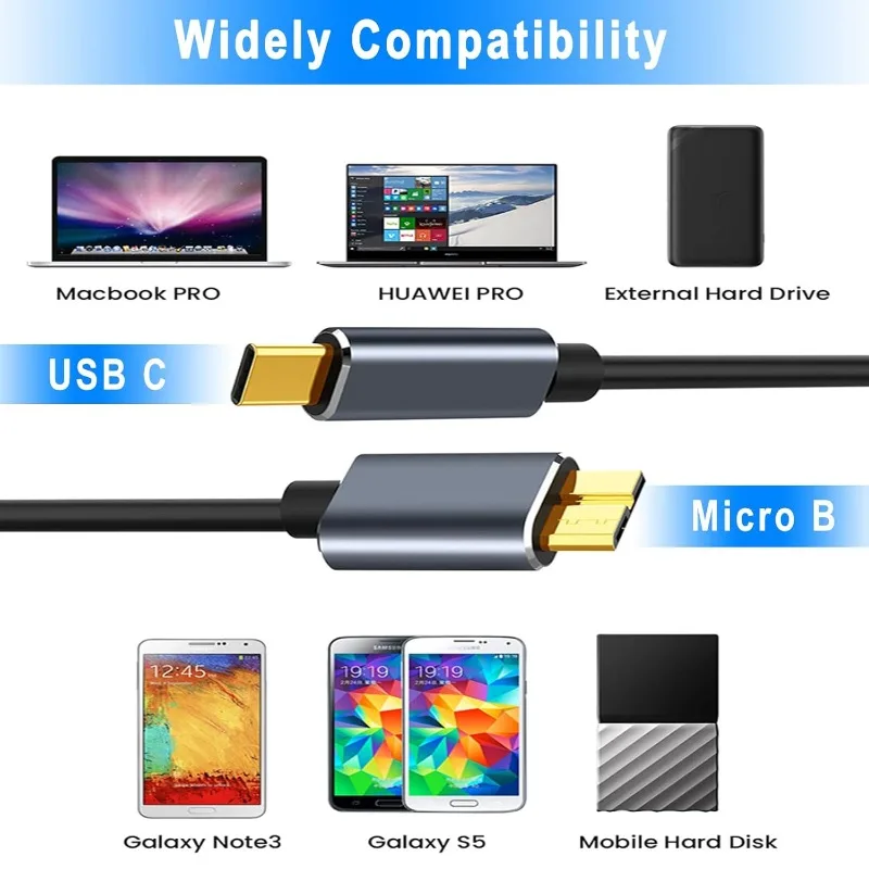 High-Speed USB 3.0 Type-C to Micro-B Cable