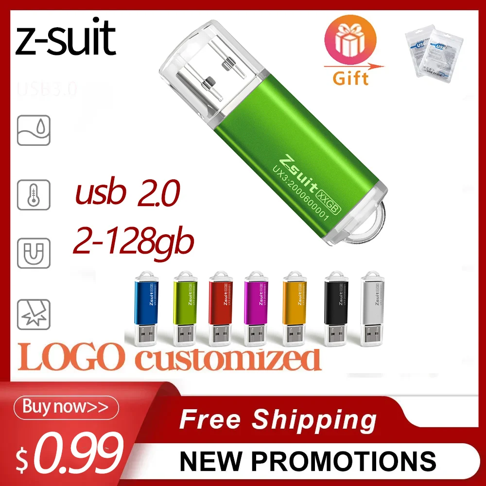 Colour USB Flash 2GB Drive Pen Drive 4GB 8GB 16GB Pendrives Memory Stick 32GB 64GB USB Stick Gift Free Custom LOGO Metal U Disk