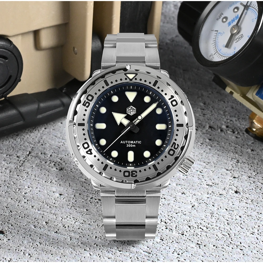 San Martin Tuna Diver Watch 47mm NH36 Men Watches Automatic Mechanical Sapphire Glass 30 Bar Fluorine Rubber Strap Luminous
