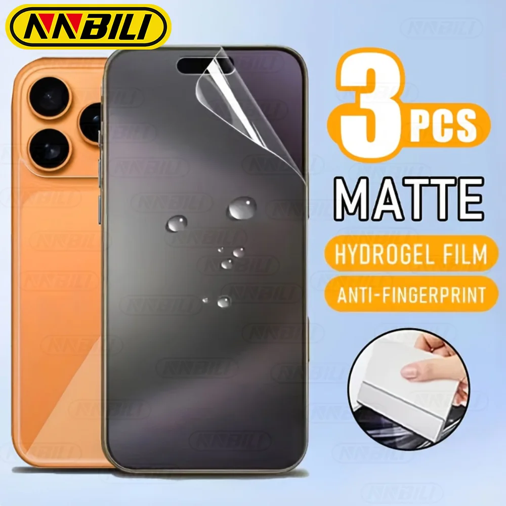NNBILI 3 Pezzi Pellicola Idrogel Opaca, per iPhone 17 16 15 14 13 12 11 Pro Max 17e, Pellicola Protettiva Morbida Satinata, [Non in Vetro]