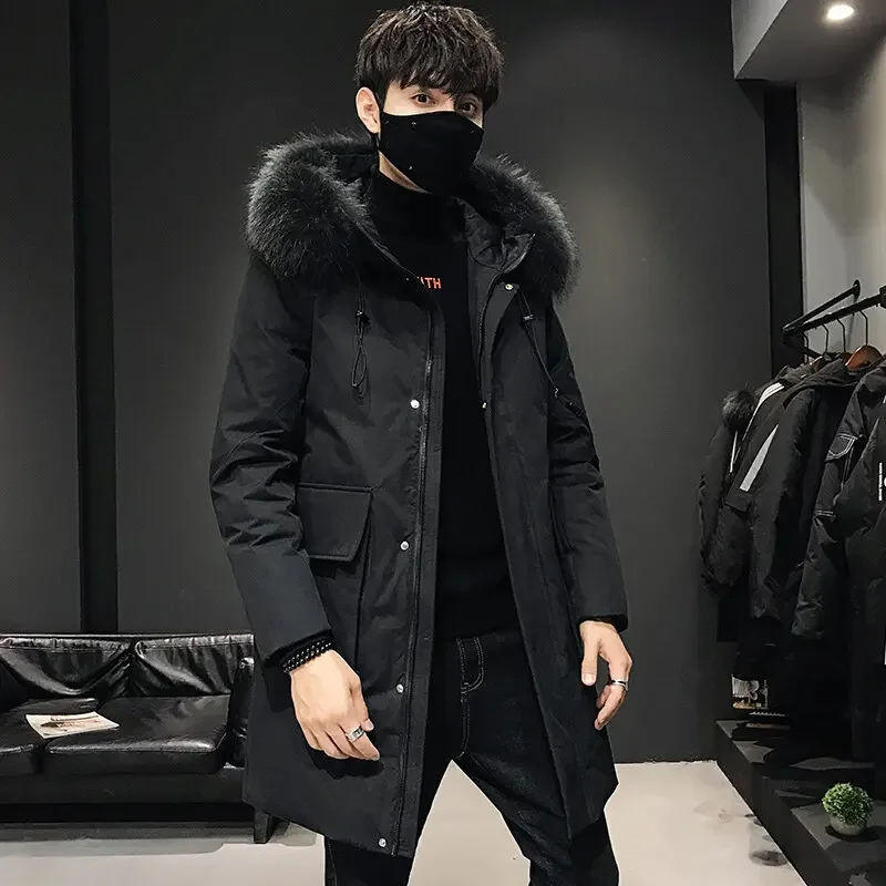

2023 Men's Winter Jackets Long Parka Hooded Thick Cotton Pads Men's Fashion Brand Hooded Casual 5XL Windproof Parka