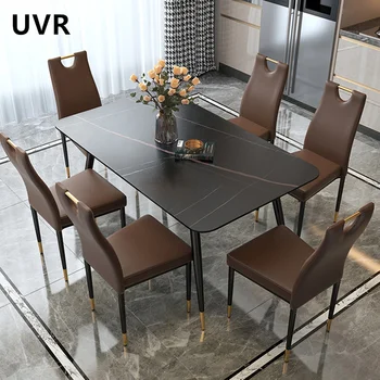 UVR Scandinavian Dining Chair Home Kitchen Backrest Chair Light Luxury Leather Mahjong Chair Dining Table and Chairs Furniture