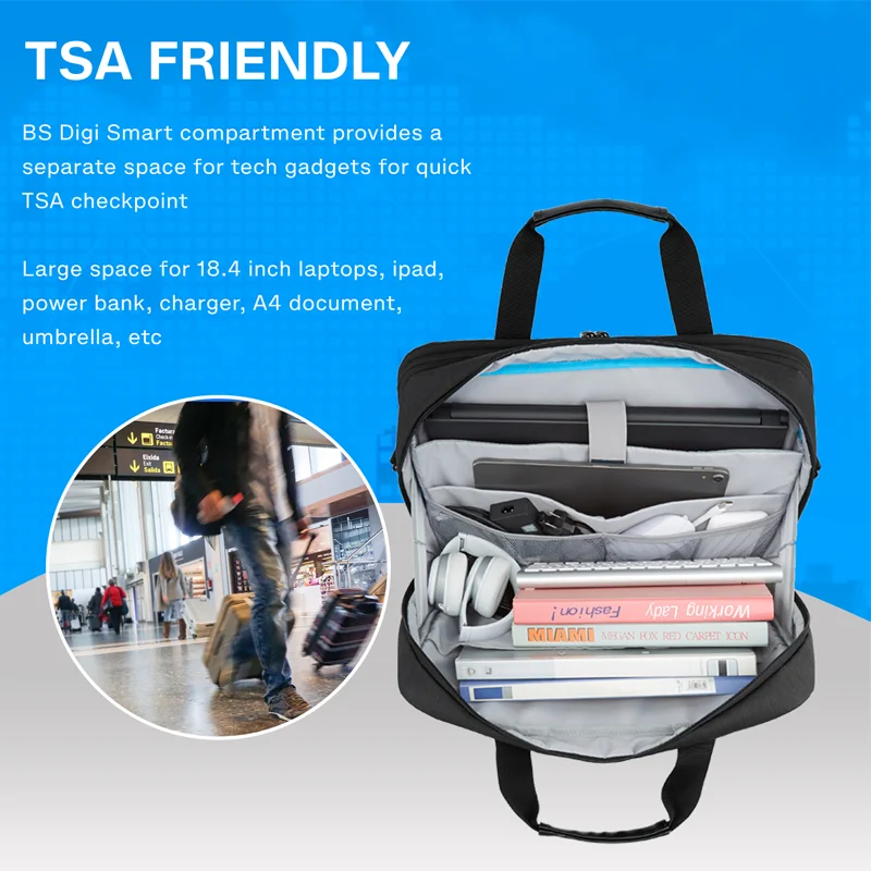 Bagsmart-bolsa Expansível para Laptop para Homens e Mulheres Maleta para Computador Bolsa de Ombro para Negócios Trabalho Viagens 17.3 Polegada - Imagem 4