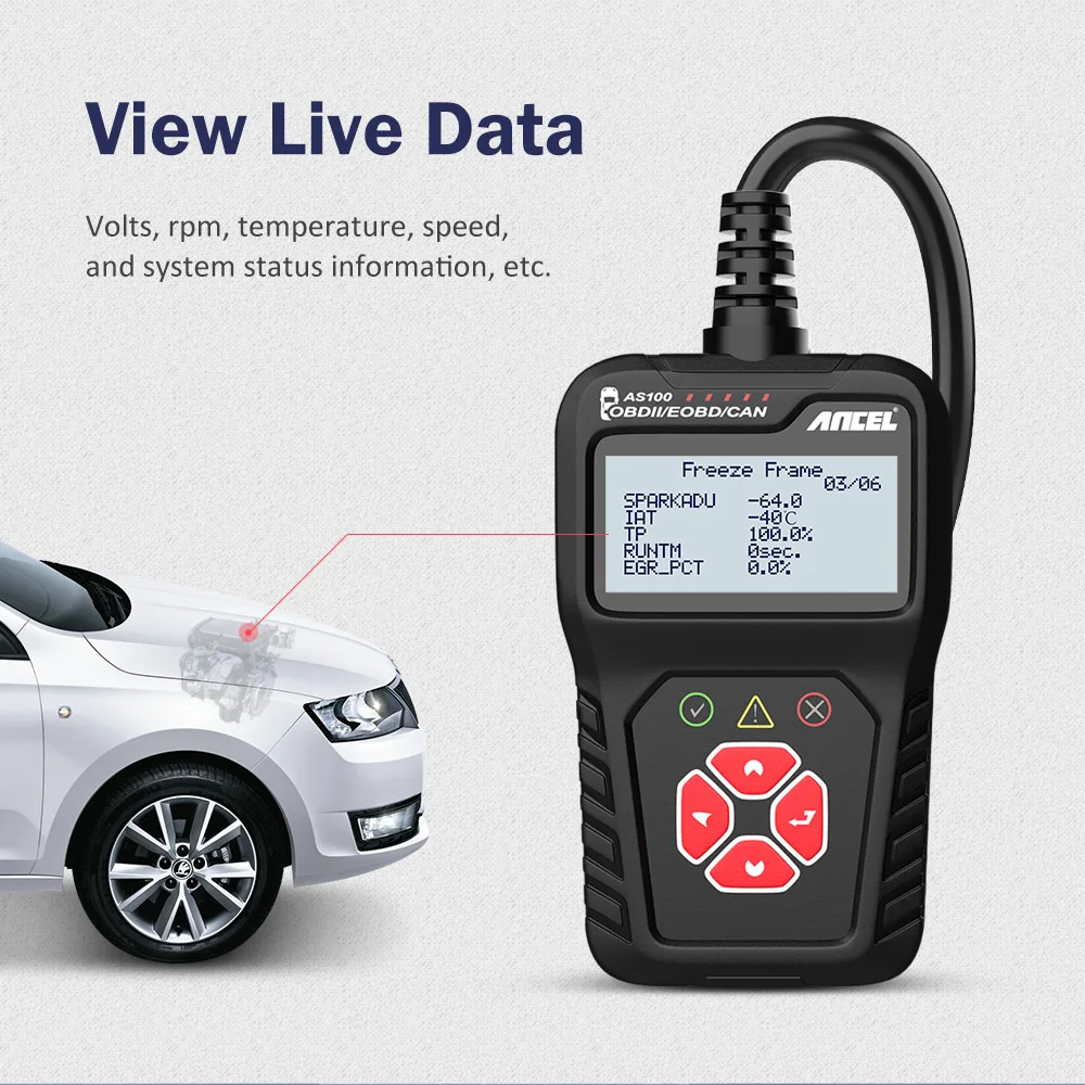 Ancel AS100 Car Diagnostic Tool Multilingual Code Reader OBD 2 Automotive Scanner OBD2 Scanner PK ELM327 For Citroen Renault BMW 3