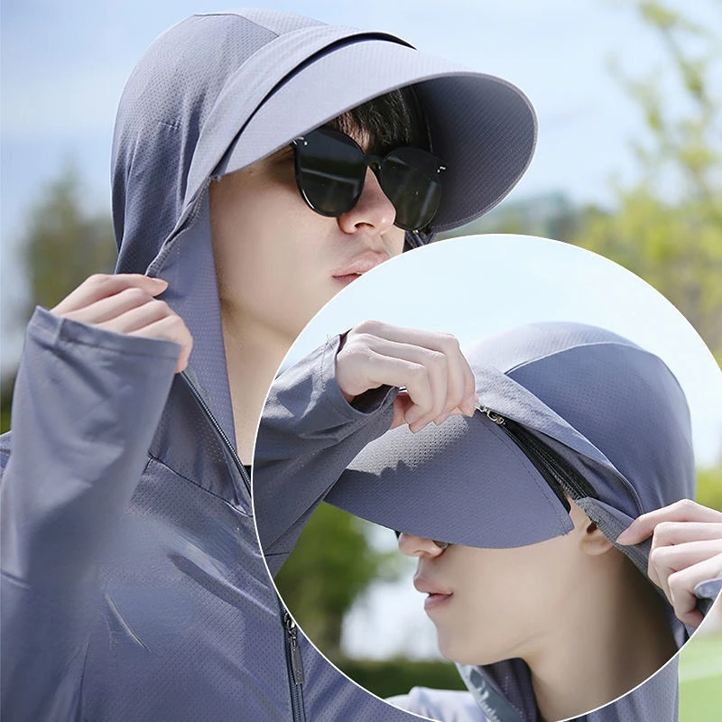 Anti-UV Sunscreen Sun Protection Clothes Professional Fishing Hoodie With  Mask Fishing Shirt Breathable Quick Dry