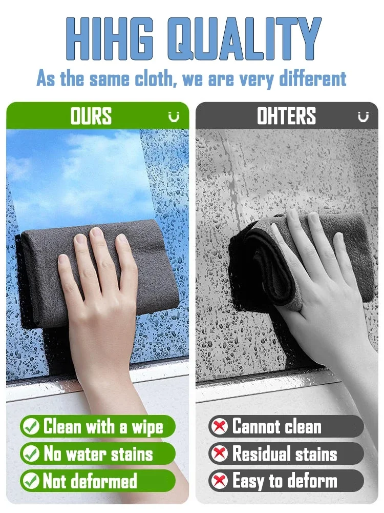 Professional Streak-Free Magic Cloth - Extra Thick Absorbent Cleaning Towel for Windows/Mirrors/Glass, Non-Scratch Multipurpose