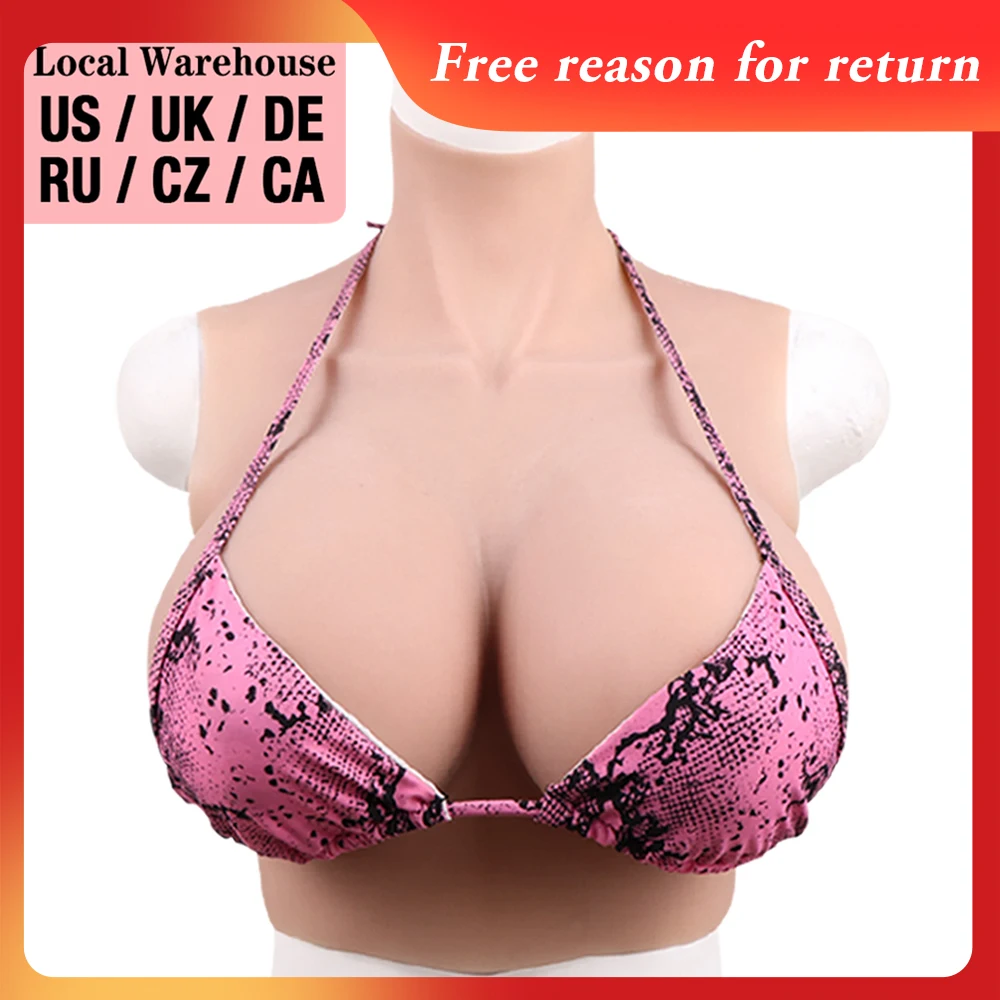 Silicone Borstvormen H/K Cup Fake Boobs Enhancer Tieten Transgender Borstplaat voor Crossdresser Drag Queen,Wit,H cup Cotton