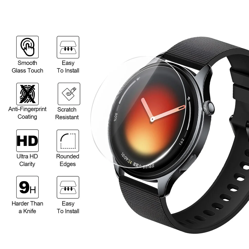 Premium 9H Tempered Glass Screen Protector for Smartwatches - HD Clear Protective Film