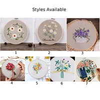 1PCS Embroidery Kit Flower Pattern Cross Stitch DIY Needlework Kit Tools Beginner Embroidery Starter Set For Handicraft Lover 6