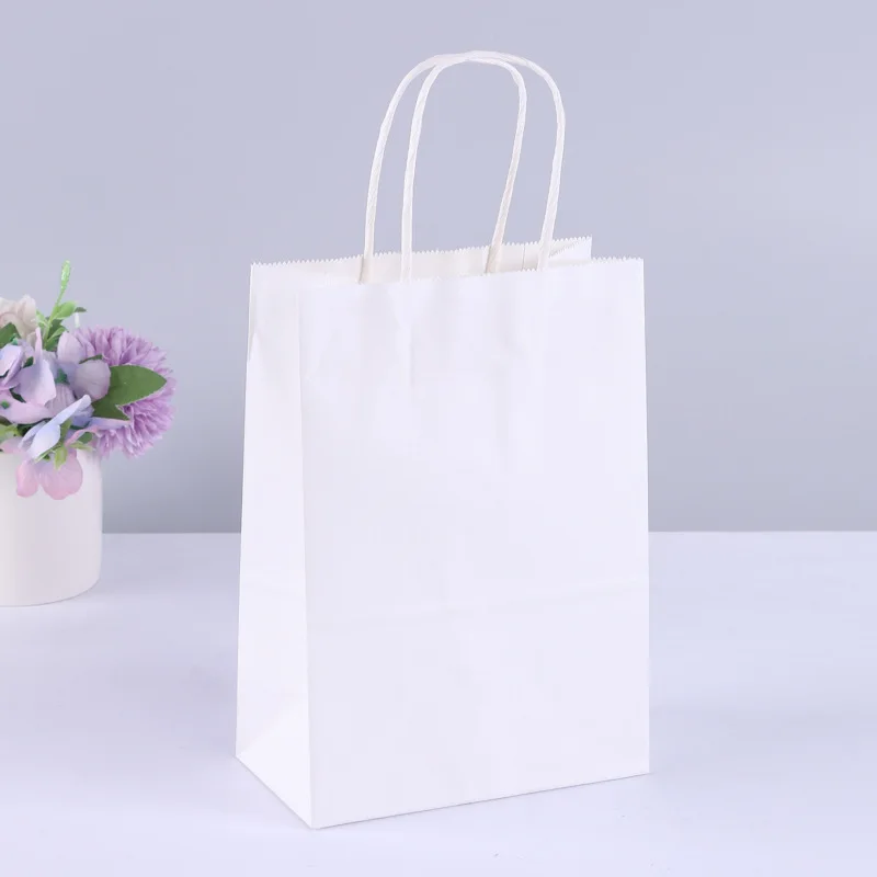 thumbnail image 1 of 10 bolsas de regalo de papel Kraft con asas para compras, manualidades, bolsas marrones y blancas, bolsas de bricolaje, suministros para fiestas y Navidad, 1 of 5