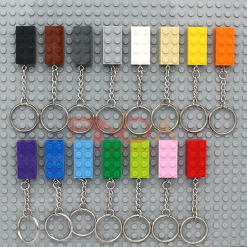 10Pcs MOC 2x4  Key Chain  Building Blocks Creative Gift  with MOC Brick Keychain Bricks Plate Compatible 1