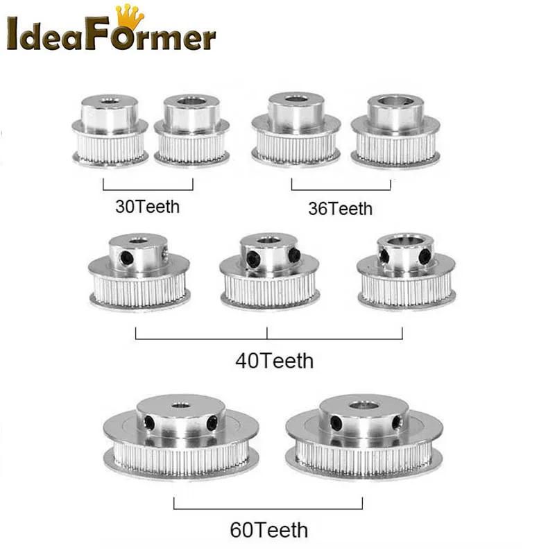 

GT2 Timing Pulley 30 36 40 60 Teeth Wheel Bore 5mm 8mm GT2 Pulley Aluminum Gear Tooth Width 6mm For Reprap 3D Printers Parts