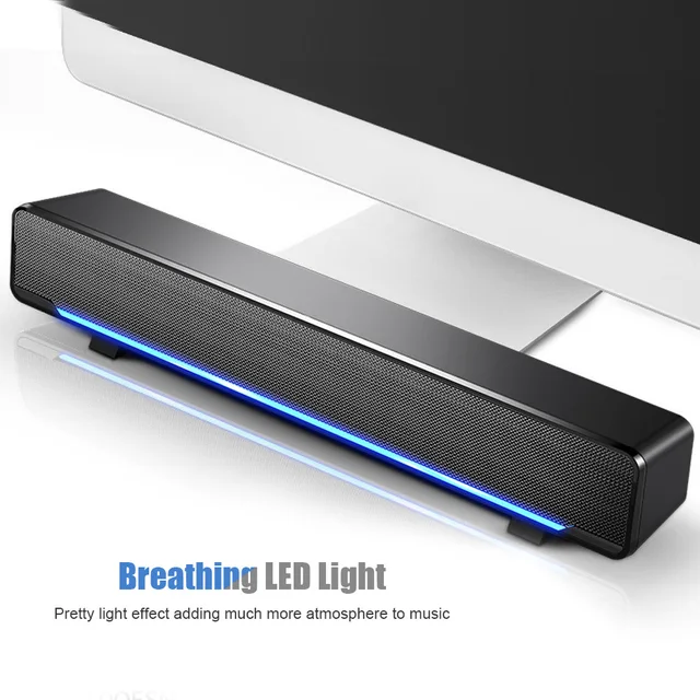 USB Wired Soundbar Stereo Soundbar USB Wired Stereo Soundbar Music Player Bass Surround Sound Box 3.5mm Input for PC Cellphones