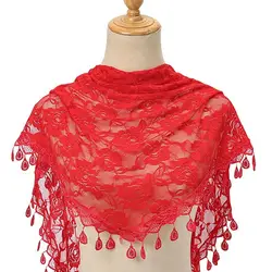 Elegant Black and White Lace Rose Veil for Women - Perfect for Western Weddings (Bright Red)