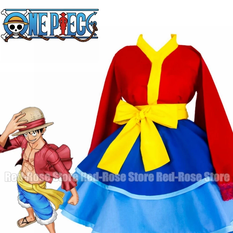

Anime Cosplay Costume Luffy Lolita Kimono Dress Full Sets Custom Made Female Halloween Gift